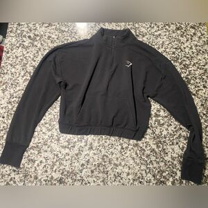 Gymshark Women’s Black Long Sleeve Zip Neck Crop Top